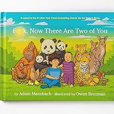 Children's book titled 'Now There Are Two of You' with animal illustrations on a green background