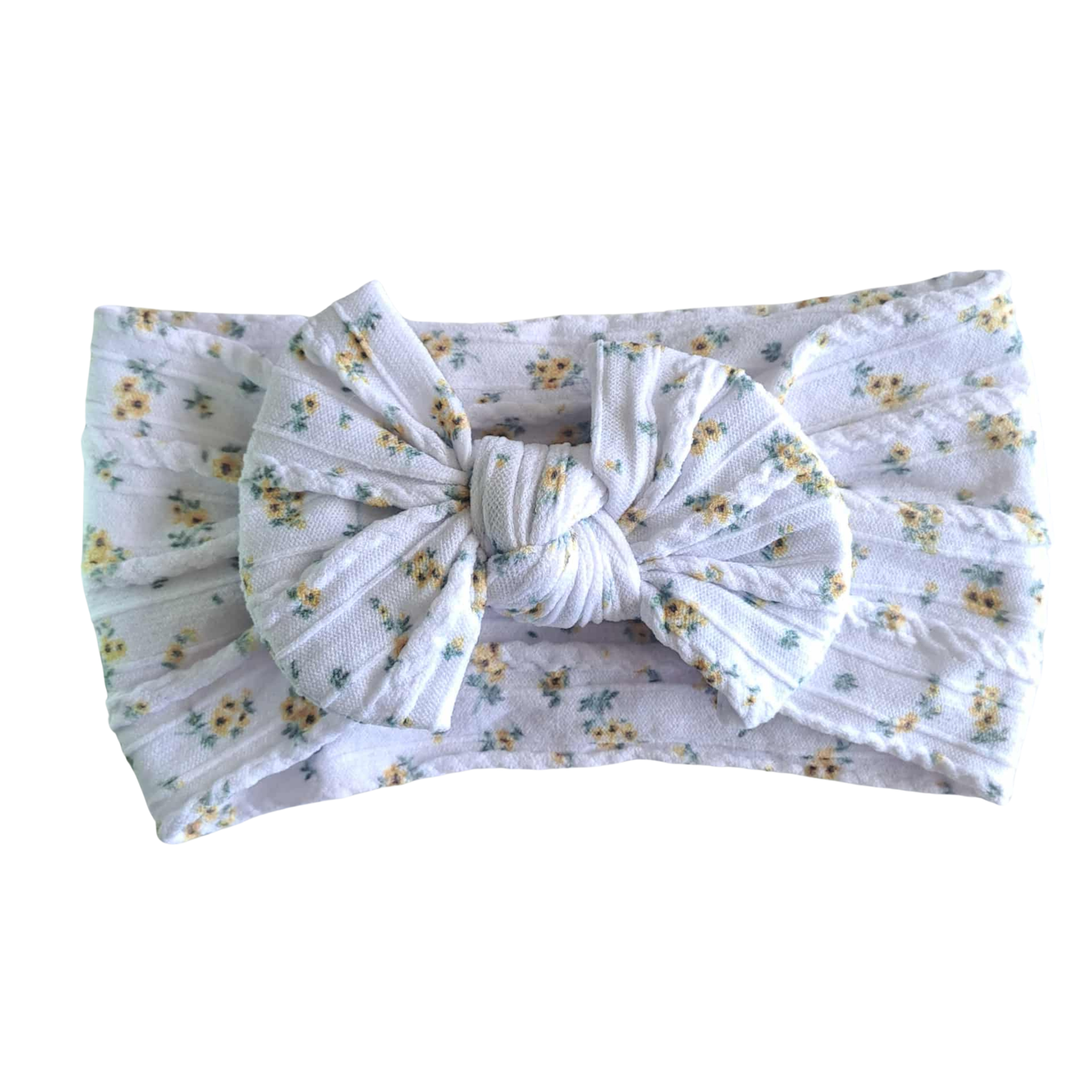 Stretch Bow Headband - White Floral