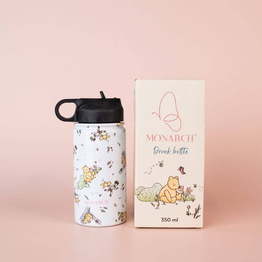 Insulated Bottle (350mL) - Classic Pooh: Bottle with Spout Lid + Straw