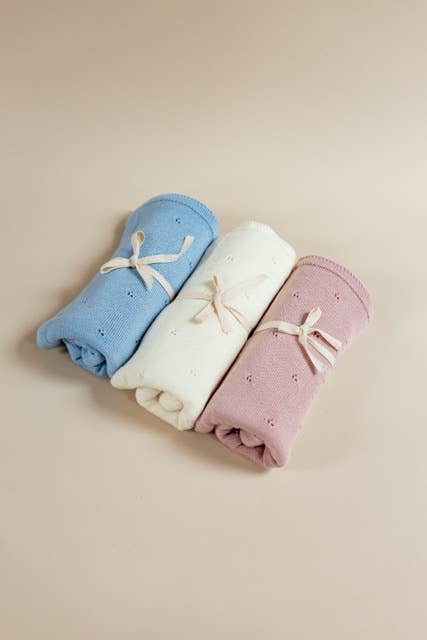 100% Merino Wool Baby Blanket - Blue