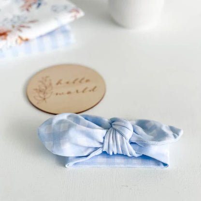 Cornflower Gingham Top Knot