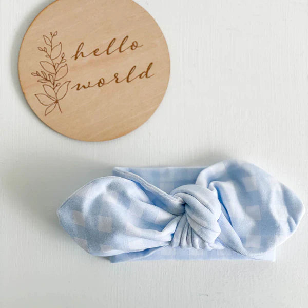 Cornflower Gingham Top Knot