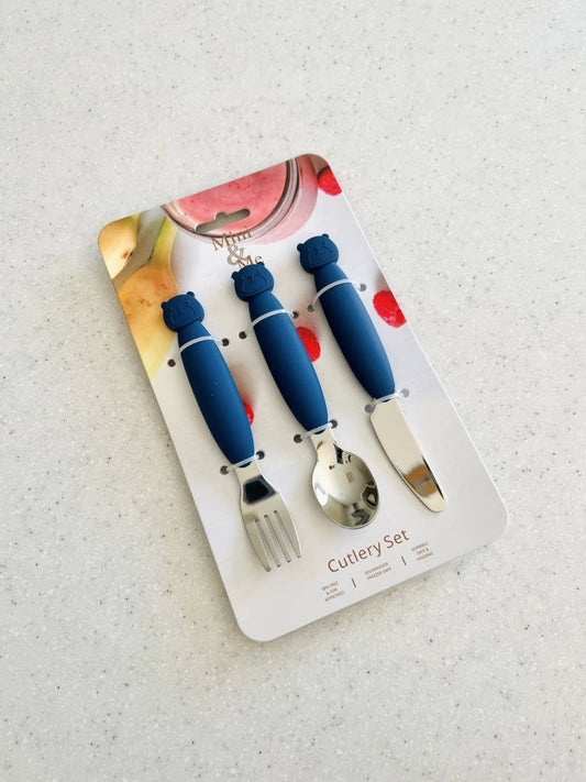 Mini & Me Metal Cutlery Set Blueberry