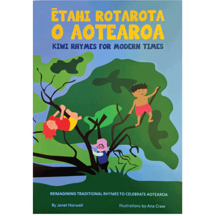 Book cover of 'Etahi Rotarota o Aotearoa' with children playing in a tree