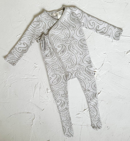 The Wolf Ribbed knit Onesie - Pebble