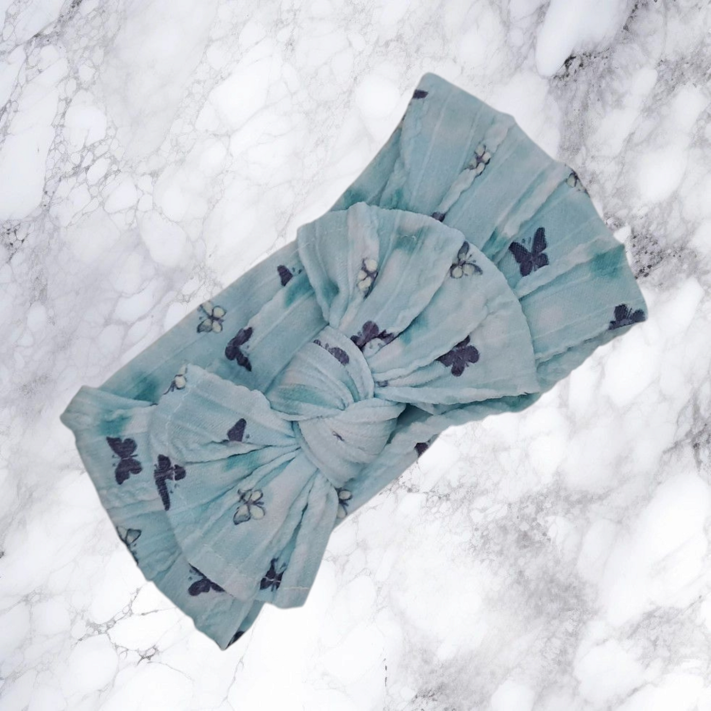 Stretch Bow Headband - Blue Butterfly